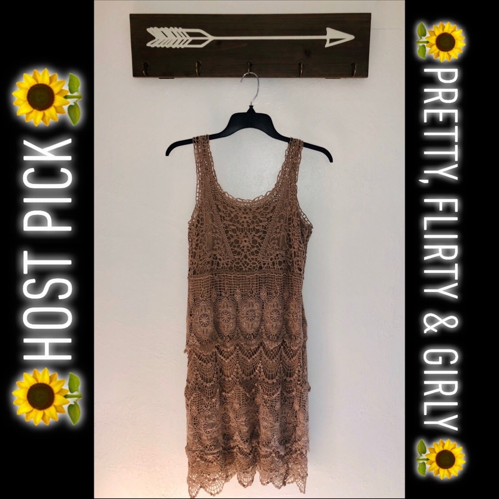 🌻HOST PICK🌻Tan crochet dress